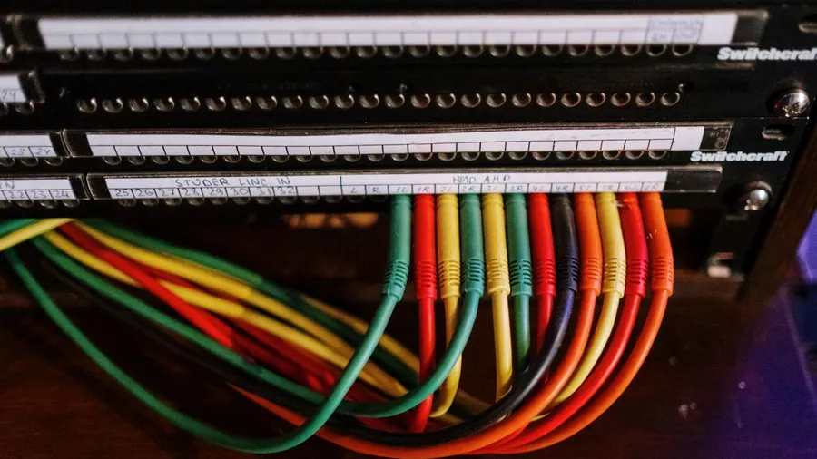 Neatly patched network cables in a data cabinet